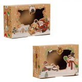 Cutii Dulciuri Crăciun, Kraft, Model cu Imagine și Fereastră, Dimensiuni 22x15x7cm, Set 2 Bucăți, Oem