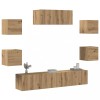 VidaXL Set dulap TV 7 piese Stejar Artisan montat pe perete