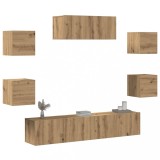 VidaXL Set dulap TV 7 piese Stejar Artisan montat pe perete
