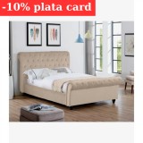 Pat Silver 180x200 cm Tapitat Catifea Crem Somiera Inclusa