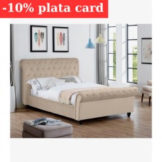 Pat Silver 160x200 cm Tapitat Catifea Crem Somiera Inclusa