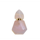 Pandantiv cristal natural cuart roz sticluta model 2 cu agatatoare aurie 42cm, Stonemania Bijou