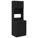 Dulap Bucatarie vidaXL Stejar Negru 60x50x180cm Lemn Compozit, 4 Usi, 3 Rafturi