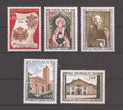 Monaco 1968 - Aniversarea a 100 de ani de la Nullius Diocesis Abbey, MNH foto