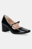 Love Moschino pantofi de piele culoarea negru, cu toc drept, JA10385G1NIH0000