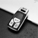 Husa Cheie Auto Audi Keyless Go TPU Argintiu/Negru - Protectie Premium, Durabila, Anti-uzura - Compatibila Diverse Modele