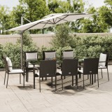 VidaXL Set mobilier de grădină cu perne, 9 piese, negru, poliratan