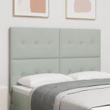 vidaXL Tăblie pat capitonată cu nasturi, gri deschis, 140 cm, catifea