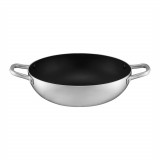 Tigaie Wok cu doua manere si acoperire Ilag Essential Dott, Ambition, 28 cm, aluminiu, negru/argintiu