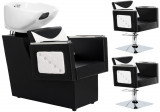 Eve White - set stație de spălare, scafă și 2 scaune de coafor hidraulice rotative pentru salonul de