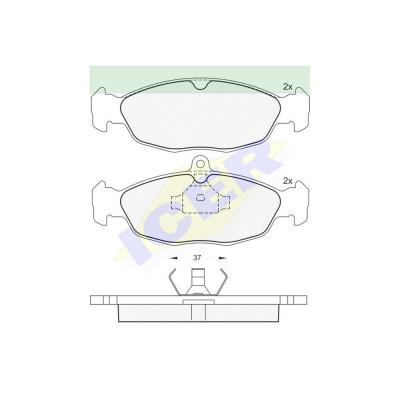 Set placute frana Icer 180858 Daewoo Cielo, 02.1995-08.1997, Lanos, Nexia; Jaguar XJ; Opel Vectra A, Corsa B, Astra F; Tigra, Corsa A; Kadett; foto