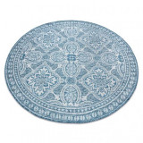 Covor sisal Loft 21193 Boho cerc fildeş argintiu albastru, cerc 120 cm, Rotund