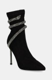 GOE botine femei, culoarea negru, cu toc cui, izolare usoara, OO2N4219 BLACK