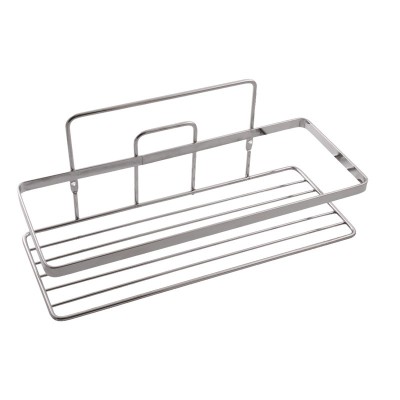 Etajera din metal pentru baie, un raft dreptunghiular cu rama, crom lucios, 27 x 11 cm foto