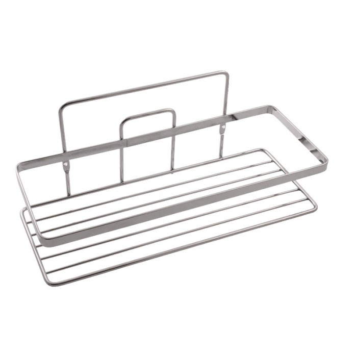 Etajera din metal pentru baie, un raft dreptunghiular cu rama, crom lucios, 27 x 11 cm