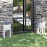 VidaXL Jardiniere de grădină, 2 buc., alb, 31x31x70 cm, lemn masiv pin 810782
