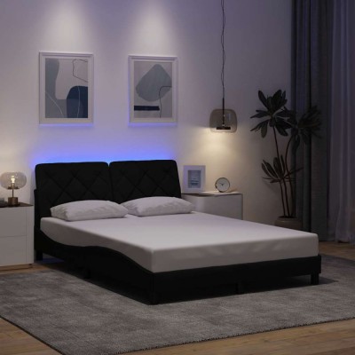 Gossi cadru de pat cu led fara saltea negru 140x200 cm material foto