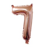 Balon din folie flippy, cifra 7, 81 cm, pentru aer sau heliu, bulk, roz auriu