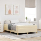 VidaXL Pat cu arcuri cu saltea Crema și Alb 140 x 200 cm țesătură