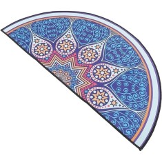 Covor semicircular, pentru interior/exterior, dimensiuni 80X40 cm, din poliester, cu sistem anti-alunecare, multicolor