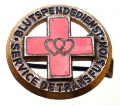 II.053 INSIGNA ELVETIA CRUCEA ROSIE SERVICIUL DE TRANSFUZII DONATOR SANGE