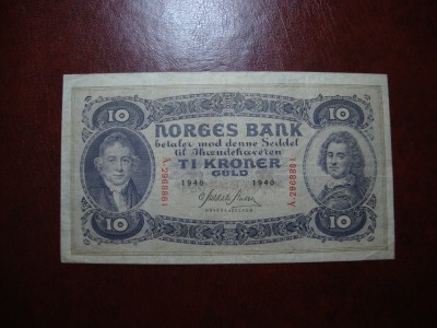 NORVEGIA 10 KRONER 1940 foto