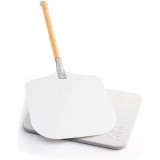 Set de pizza, lopata din aluminiu 30.5 x 85 cm, piatra de copt 38 x 30 cm, DOLCE MARE, Alb, Resigilat, Grad B