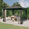Foișor Gradina vidaXL Antracit 3x3 m cu Pereți Laterali si Acoperiș Dublu. Pavilon Exterior Protectie UV