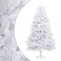 vidaXL Brad de Crăciun artificial cu suport și balamale, alb, 240 cm