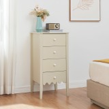 Comoda Luspoo cu 4 sertare, crem alb, 82x40x40 cm, [en.casa]