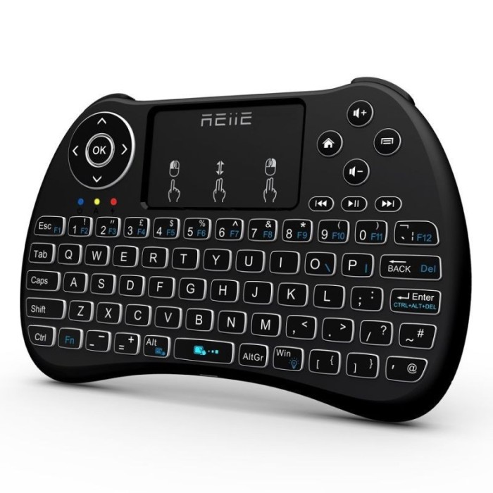 Mini tastatura iluminata, wireless cu touchpad, Reiie H9+