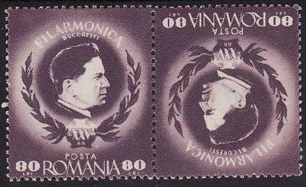 C2620 - Romania 1946 - Enescu tete-beche neuzat,perfecta stare