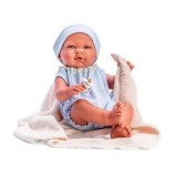 Cumpara ieftin Bebelus Asivil - Pablo cu costumas albastru si paturica bej, 43 cm