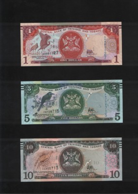 Set / Lot Trinidad &amp;amp; Tobago 1+5+10 dollars foto