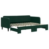 Cumpara ieftin Pat de zi cu extensie, verde inchis, 90x200 cm, catifea