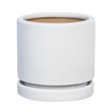 Ghiveci ceramic, interior, rotund, alb, 16 x 16 cm, cu farfurie