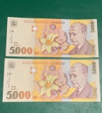 2 bancnote 5000 lei 1988 serie consecutive necirculate