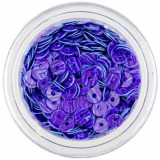 Decoraţiune pentru unghii - paiete rotunde &icirc;n formă de disc, violet albastru cu dungi violet