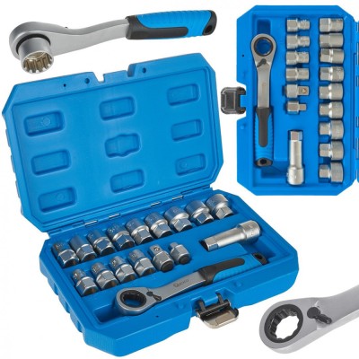 Set chei tubulare cu clichet, 17 elemente, Geko G13552 foto