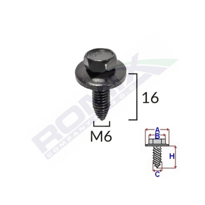 SURUB FIXARE BARA PROTECTIE PENTRU PEUGEOT, CITROEN 6X16MM SET 5 BUC 62567 foto