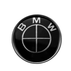 Set doua Embleme BMW, montaj pe capota/portbagaj ,82mm si 74mm, Negru