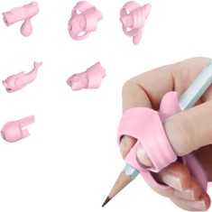 Set Suport Corectare a Pozitiei de Scriere Gadgetry, Culoare Roz, pentru Prescolari, Scolari sau Adulti, Prindere Creion, Pix sau Stilou, cu 6 forme foto