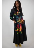 Cumpara ieftin Rochie Maxi Dama Dragonfly Multicolor, Buzunare, Maneca Lunga, Marime Unica (S-XL), Poliester/Elastan, Fabricata in Italia