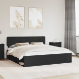 Cumpara ieftin Cadru de pat cu headboard Negru 180 x 200 cm Lemn de pin masiv