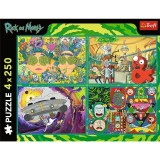Puzzle Trefl 4X250 Lumea Intortocheata A Lui Rick Si Morty