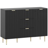 HOMCOM Servantă Modernă Negru cu 3 Sertare și 2 Dulapuri, Mobila Bufet Elegant