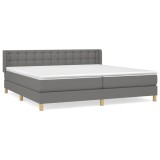 Cumpara ieftin Pat box spring cu saltea, gri inchis, 180x200 cm, textil