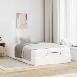 Cumpara ieftin Cadru de pat cu saltea Alb pur 120 x 190 cm Piele artificială