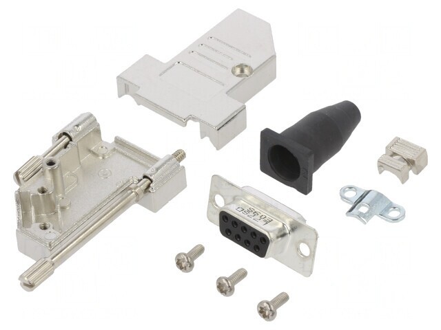 Conector D-Sub 9 PIN Mamă Unghi 45&deg; Lipire Pe Cablu Gold Flash