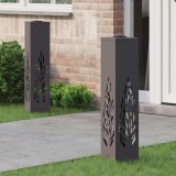 vidaXL Lumină LED Solară pentru Alei 2 pcs Negru Oțel laminat la rece 879800